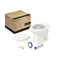 Kit de bacia convencional, assento polipropileno com queda amortecida e itens de instalação Thema Biscuit