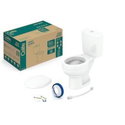 Kit de bacia com caixa acoplada 3/6 litros, assento polipropileno com amortecedor e itens de instalação Acesso Comfort Branco