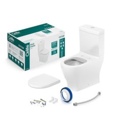 Kit de bacia com caixa acoplada Ecoflush 3/6 litros, assento polipropileno com amortecedor e fácil remoção e itens de instalação Slim Branco