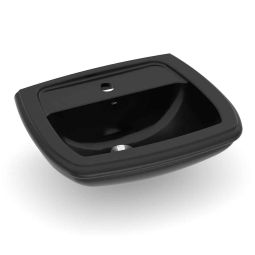 Lavatório para coluna 520x425 com furo central sem ladrão Fit Preto