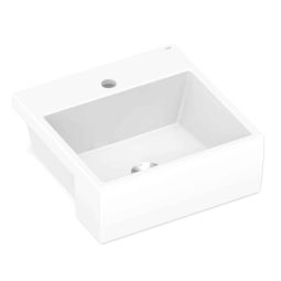 Cuba de semiencaixe quadrada 410x410 com mesa Basic Q2 Branco