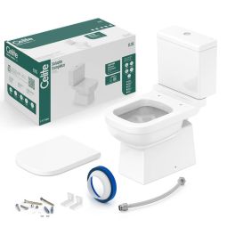 Kit de bacia com caixa acoplada Ecoflush 3/6 litros, assento polipropileno com amortecedor e itens de instalação Elite Branco