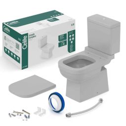 Kit de bacia com caixa acoplada Ecoflush 3/6 litros, assento termofixo com amortecedor e itens de instalação Elite Stone