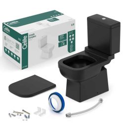 Kit de bacia com caixa acoplada Ecoflush 3/6 litros, assento termofixo com amortecedor e itens de instalação Elite Matte Black