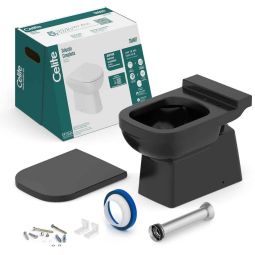 Kit de bacia convencional, assento polipropileno com amortecedor e itens de instalação Elite Preto