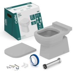 Kit de bacia convencional, assento termofixo com amortecedor e itens de instalação Elite Stone