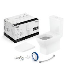 Kit de bacia com caixa, assento PP com queda amortecida e itens de instalação Boss