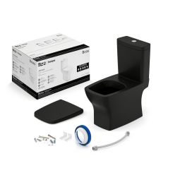 Kit de bacia com caixa acoplada 3/6 litros, assento termofixo com queda amortecida e itens de instalação Boss Matte Black