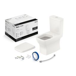 Kit de bacia com caixa, assento termofixo com queda amortecida e itens de instalação Boss