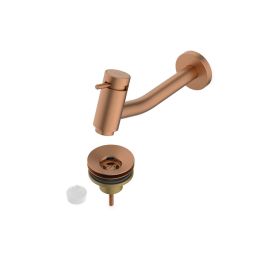 Torneira para lavatório de parede Basic com válvula Rose Gold Matte