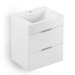 Gabinete 2 gavetas 650x430 Cube com lavatório Cube Branco
