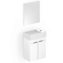 Kit de gabinete 2 portas 400x220 Branco com espelho e cuba Petit Branco