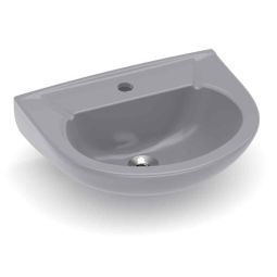 Lavatório para coluna 470x395 com furo central sem ladrão Saveiro e Azalea Cinza