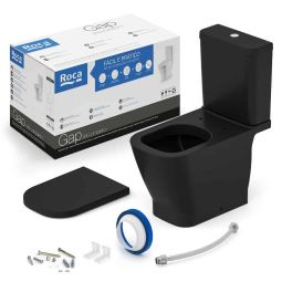 Kit de bacia com caixa acoplada, assento termofixo com queda amortecida e itens de instalação Gap