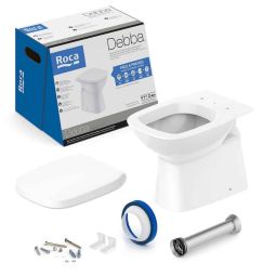 Kit de bacia convencional, assento polipropileno com queda amortecida e itens de instalação Debba Classic Branco