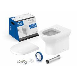 Kit de bacia convencional, assento PP com queda amortecida e itens de instalação Nexo