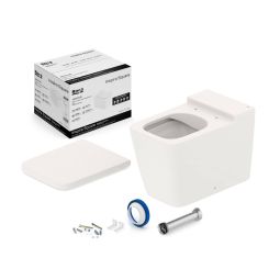 Kit de bacia convencional, assento termofixo com amortecedor e itens de instalação Inspira Square Beige