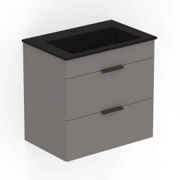 Gabinete integrado 2 gavetas com lavatório Matte black 65x43 Cube