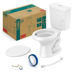 Kit de bacia Rimless com caixa acoplada Smart Clean®|Harpic 3/6L e itens de instalação Uni