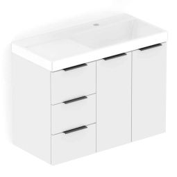 Kit Arenal Gabinete Gaveta e Porta 80X38 com Cuba Branco/Branco