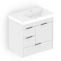 Kit Gabinete com 3 Gavetas e 1 Porta 60X36 Lavatório Integrado Net