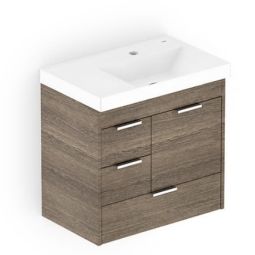 Kit Gabinete com 3 Gavetas e 1 Porta 60X36 Lavatório Integrado Net