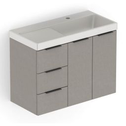 Kit Arenal Gabinete Gaveta e Porta 80X38 com Cuba Beige