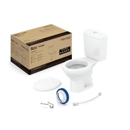 Kit de bacia com caixa acoplada, assento PP e itens de instalação Flamingo