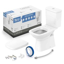 Kit de bacia com caixa acoplada com assento termofixo e itens de instalação Debba Classic