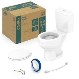 Kit de bacia com caixa acoplada e itens de instalação Acesso Confort Celite