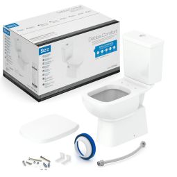 Kit de bacia com caixa, assento PP e complementos de instalação Debba Comfort