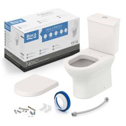 Kit de bacia com caixa acoplada com assento termofixo e itens de instalação Nexo