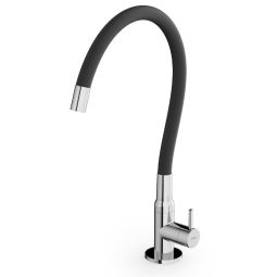 TORNEIRA COZINHA MESA BICA FLEXIVEL PRETO INCEPA COLORS CROMADO