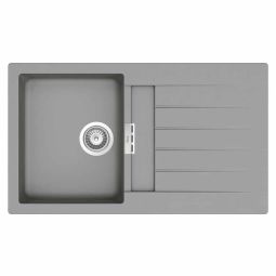Pia de sobrepor para cozinha reversível em Quarzex® 860x500x200 Oslo com válvula e sifão