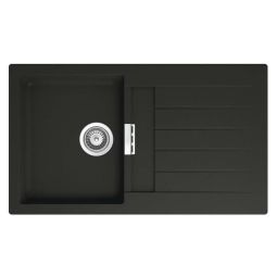 Pia de sobrepor para cozinha reversível em Quarzex® 860x500x200 Oslo com válvula e sifão