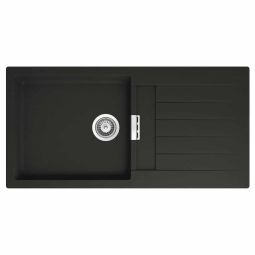 Pia de sobrepor para cozinha reversível em Quarzex® 1000x500x200 Oslo com válvula e sifão