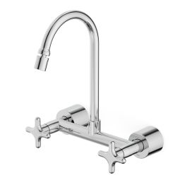 Misturador para cozinha de parede externo com bica móvel e arejador articulado Cross