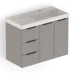 Kit Arenal Gabinete Gaveta e Porta 80X38 com Cuba Beige
