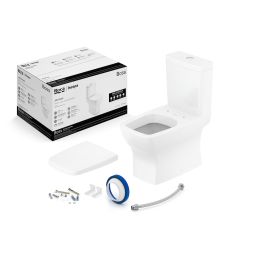 Kit de bacia com caixa, assento PP com queda amortecida e itens de instalação Boss