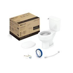 Kit de bacia com caixa acoplada com acionamento lateral, assento PP com queda amortecida e itens de instalação Acesso Comfort