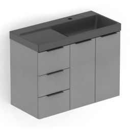 Kit Arenal Gabinete Gaveta e Porta 80X38 com Cuba Matte Black