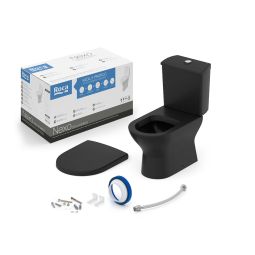 Kit de bacia com caixa acoplada, assento termofixo com queda amortecida e itens de instalação Nexo