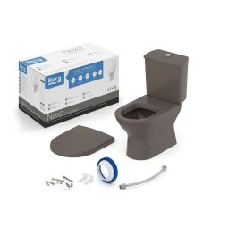 Kit de bacia com caixa acoplada, assento termofixo com queda amortecida e itens de instalação Nexo