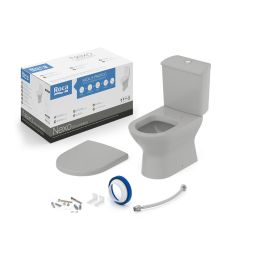 Kit de bacia com caixa acoplada, assento termofixo com queda amortecida e itens de instalação Nexo
