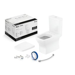 Kit de bacia com caixa, assento PP com queda amortecida e itens de instalação Boss