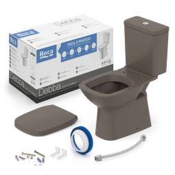 Kit de bacia com caixa acoplada, assento termofixo com queda amortecida e itens de instalação Debba Classic