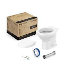 Kit de bacia convencional, assento PP com queda amortecida e itens de instalação Flamingo