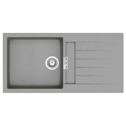 Pia de sobrepor para cozinha reversível em Quarzex® 1000x500x200 Oslo com válvula e sifão