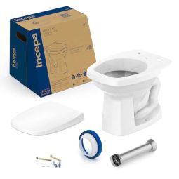 Kit de bacia convencional, assento PP com queda amortecida e itens de instalação Art