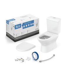 Kit de bacia com caixa acoplada, assento termofixo com queda amortecida e itens de instalação Nexo